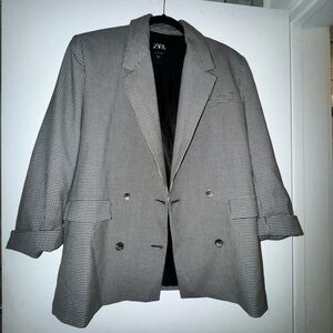 Zara Checkered Print Oversized Blazer